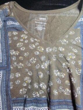 Sonoma Everyday Tee XXL Boho Patchwork Floral Long Sleeve Top